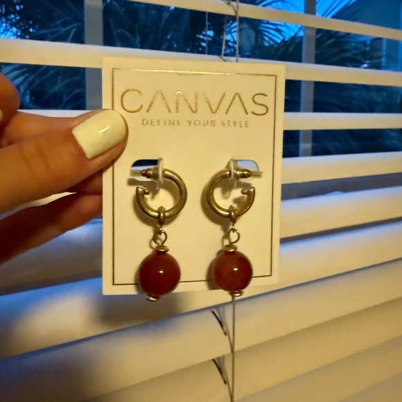 Canvas Brown and Gold Earings - Picture 2 of 2